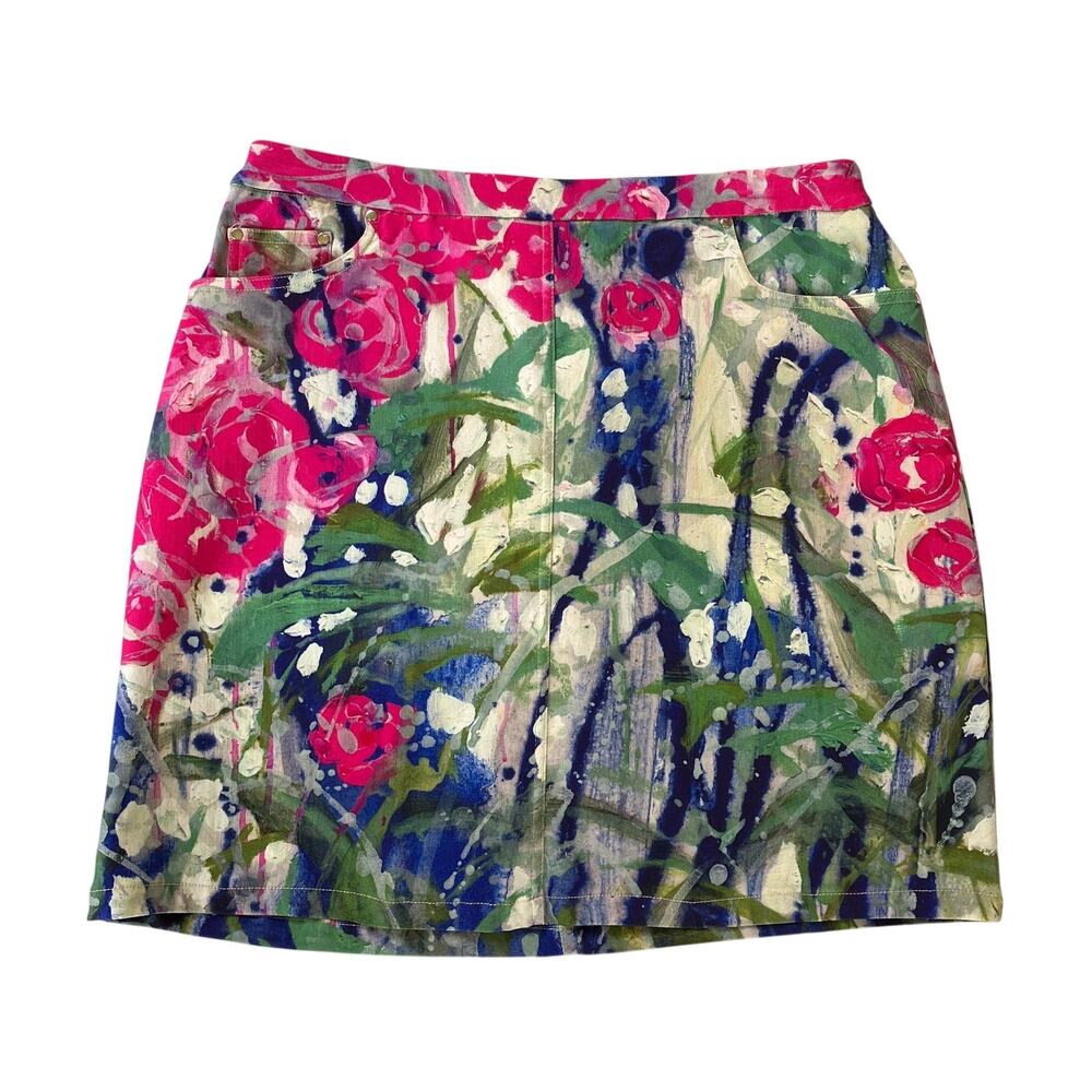 Claire Desjardins Skort Anthropologie Artsy Eclectic Tropical  Botanical S
